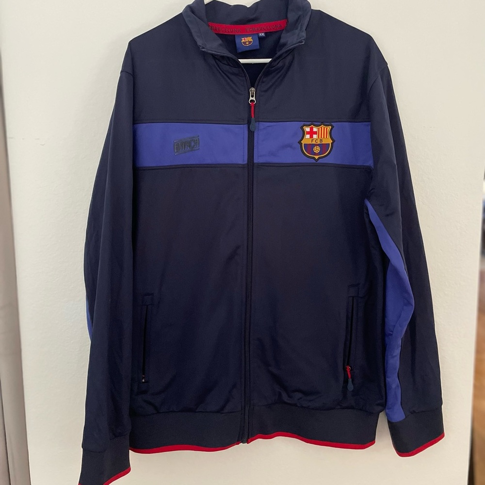 Men’s- FC Barcelona FCB Full Zip Men’s Blue Soccer Track Jacket, Size XXL- New